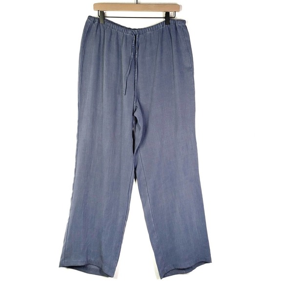 Soft Surroundings Pants - Soft Surroundings Tencel Wide Leg Pants M Blue Drawstring Waist